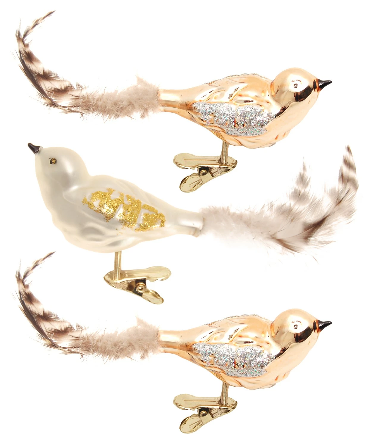 Krebs Glas Lauscha 11cm Vogel aus Glas auf Clip