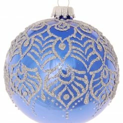 Krebs Glas Lauscha Royalblau 8cm Glaskugel mit Arabeske