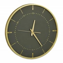Relaxdays Wanduhr schwarz/gold