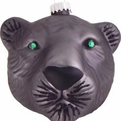 Krebs Glas Lauscha Schwarzer Panterkopf 10cm Glasornament
