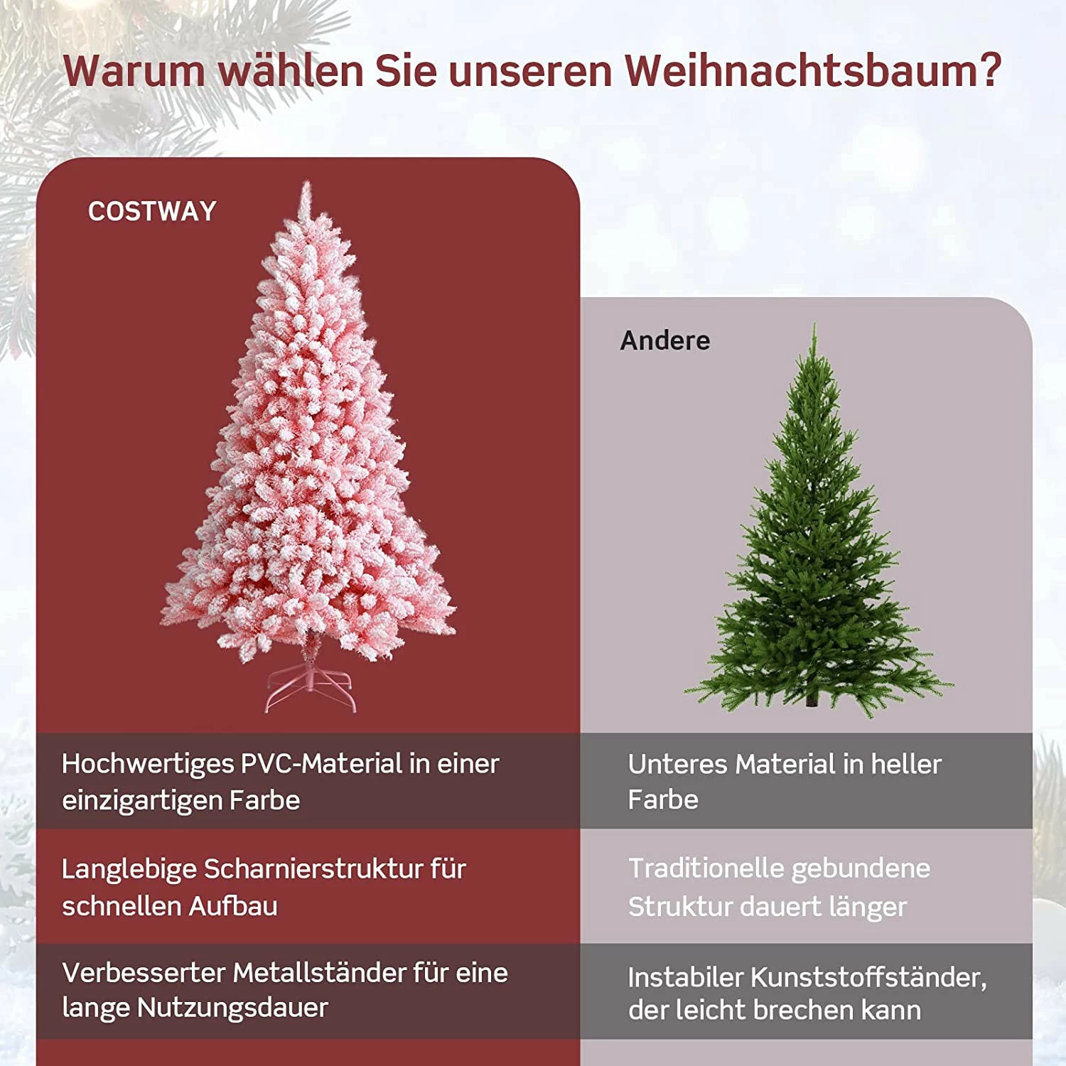 Costway 180cm Künstlicher Weihnachtsbaum – Bild 5