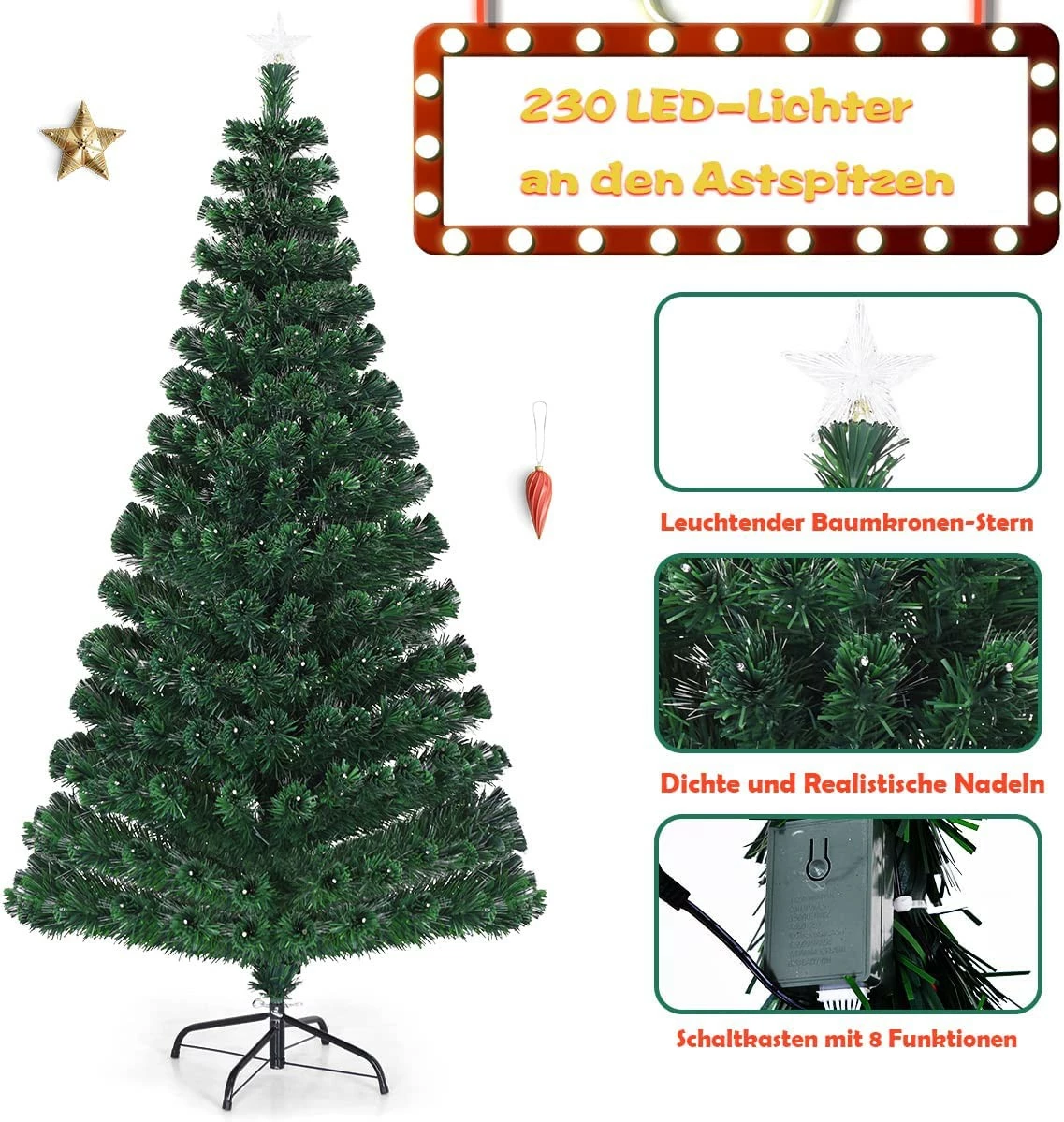 Costway 180cm Künstlicher Weihnachtsbaum – Bild 5