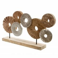 My Flair Dekofigur Wheel - Eisen / Mangoholz - Braun / Silber