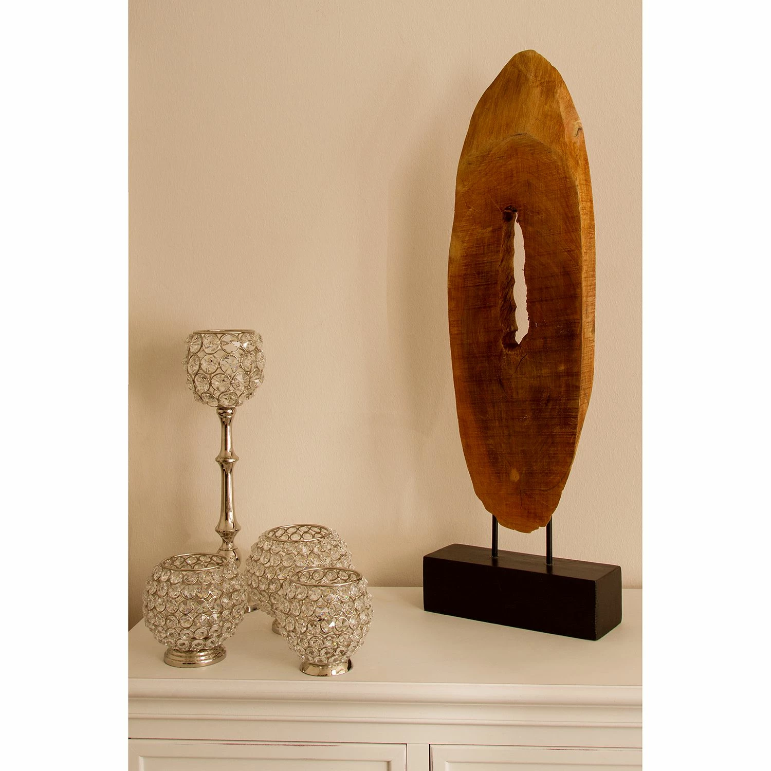 My Flair Dekofigur Log Slice Vertical - Mangoholz - Braun / Schwarz – Bild 2