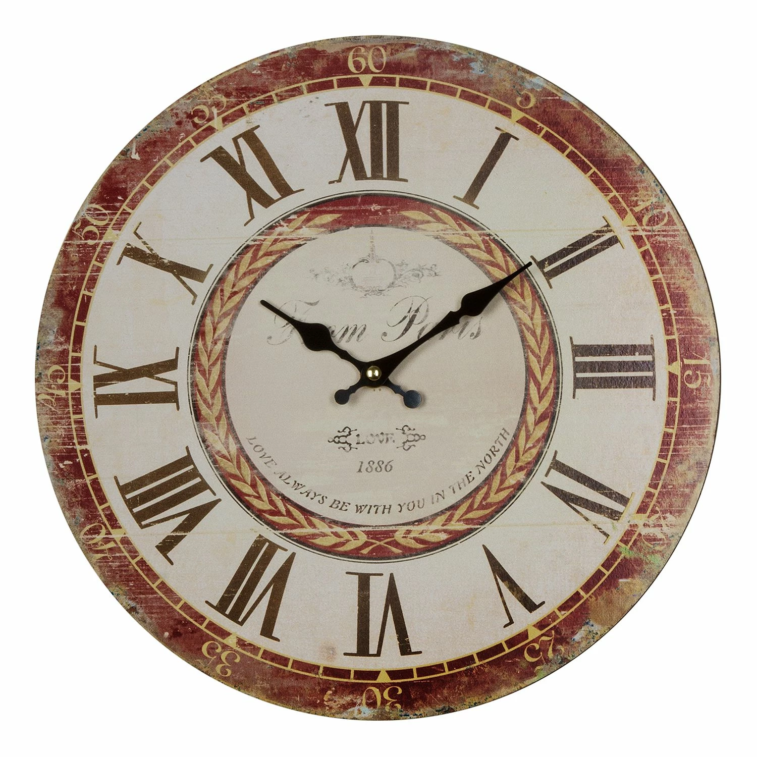 My Flair Wanduhr Love - MDF - Mehrfarbig