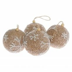 My Flair Baumkugeln Paringa (4er-Set) - Schaumstoff - natur / weiß