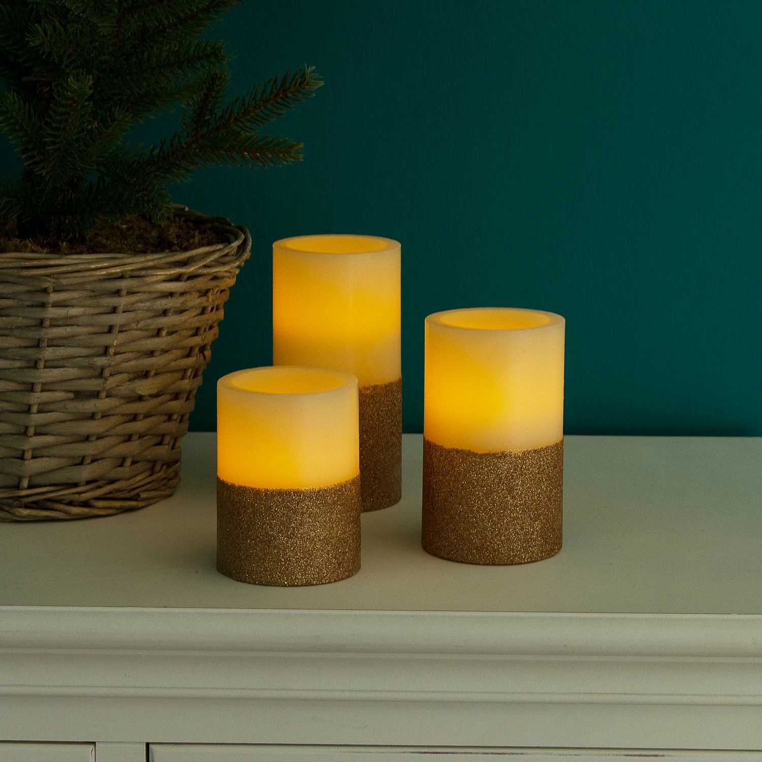 My Flair LED-Kerze Gilston (3-teilig) - Wachs - Kupfer – Bild 2