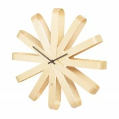 Umbra Wanduhr Ribbonwood - Espenholz / Linde / Aluminium - Beige