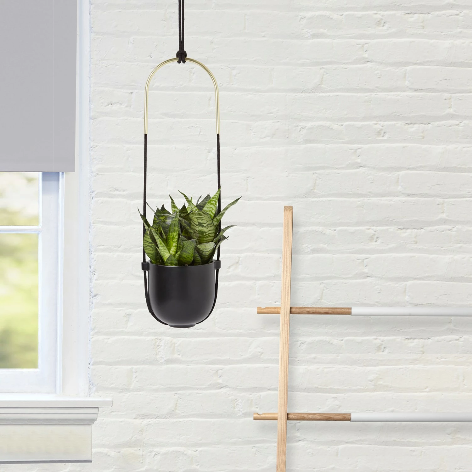 Umbra Blumenampel Bolo - Eisen / Baumwolle / Keramik - Schwarz – Bild 4