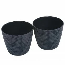 Flechtwaren Müller Übertopf Loop (2er-Set) - Kunststoff - Anthrazit - Durchmesser: 26 cm