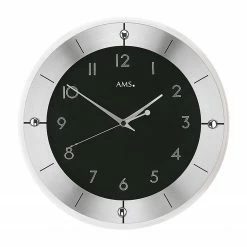 AMS Wanduhr Garza - Funk - Silber / Schwarz