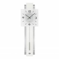 AMS Pendeluhr Ovalle - Quarz - Silber / Grau