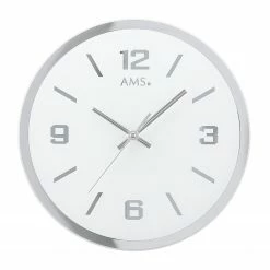 AMS Wanduhr Barranca I - Quarz - Silber / Weiß