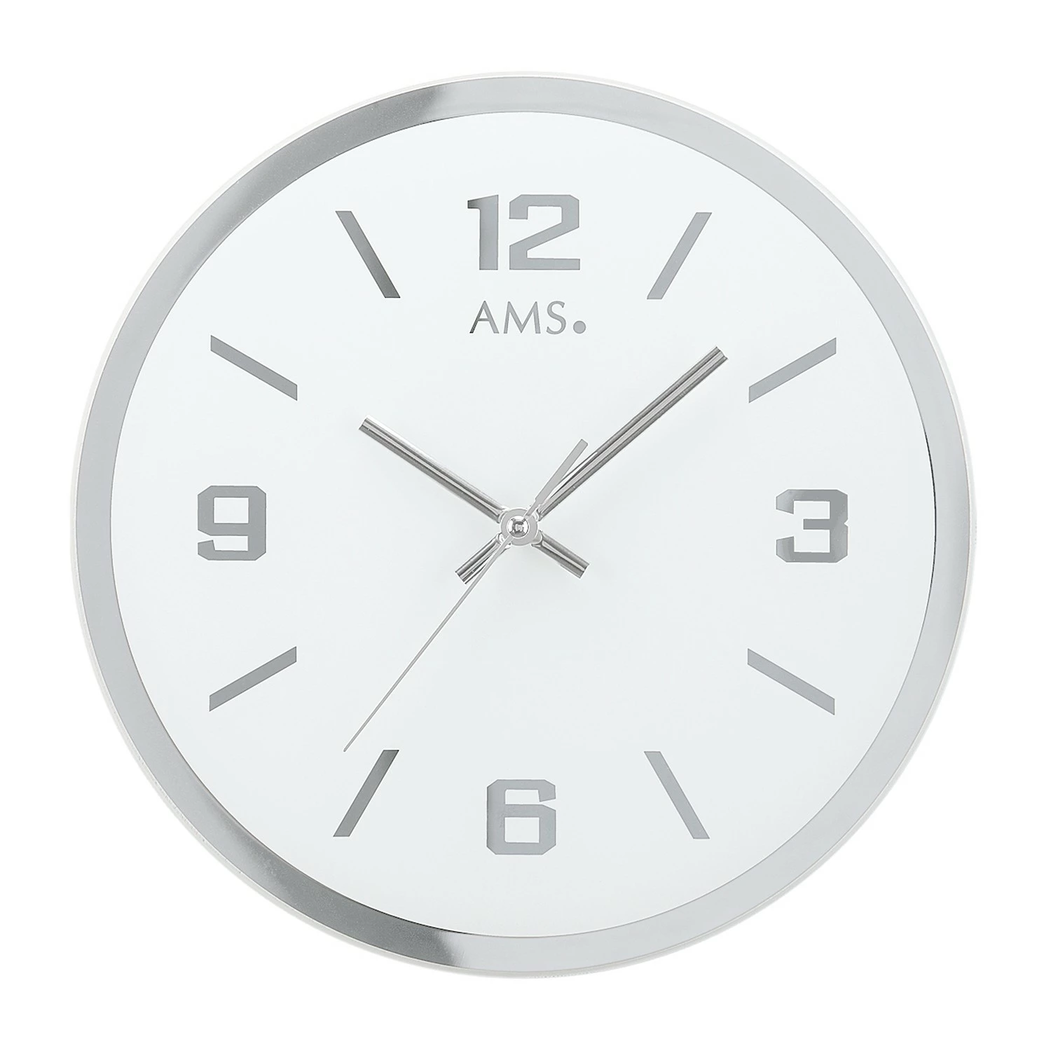 AMS Wanduhr Barranca I - Quarz - Silber / Weiß