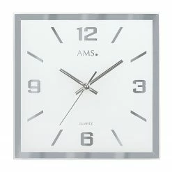 AMS Wanduhr Barranca II - Quarz - Silber / Weiß