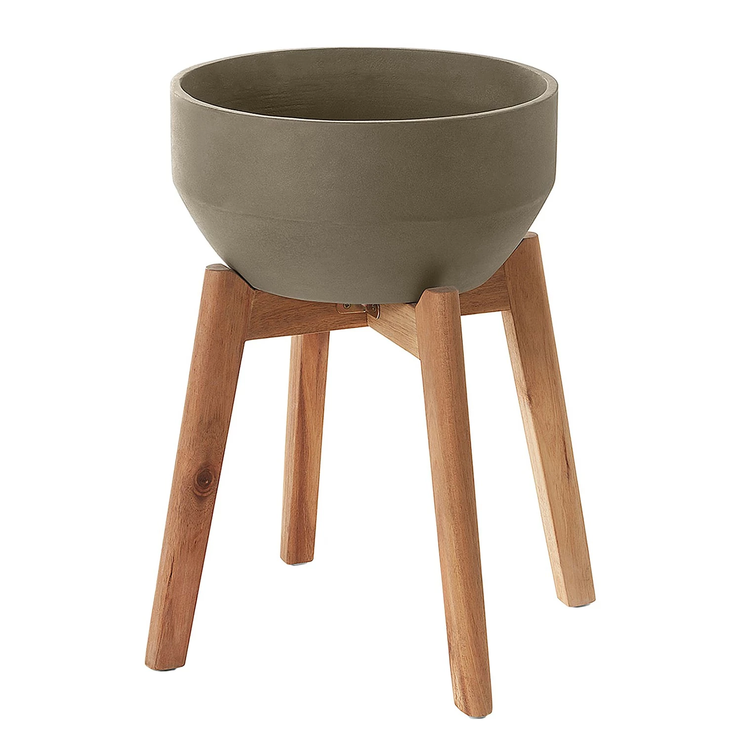 Norrwood Blumenkübel Norlane - Akazie massiv / Zement - Braun / Taupe