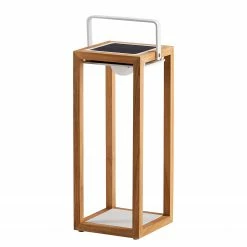 Best Freizeitmöbel Solar-Laterne Cloyd VI - Teak massiv - Teak / Weiß