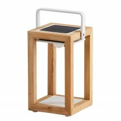 Best Freizeitmöbel Solar-Laterne Cloyd III - Teak massiv - Teak / Weiß