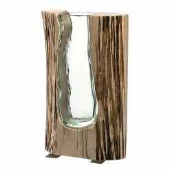Leonardo Holzvase Casolare - Glas / Holz - Höhe: 26 cm