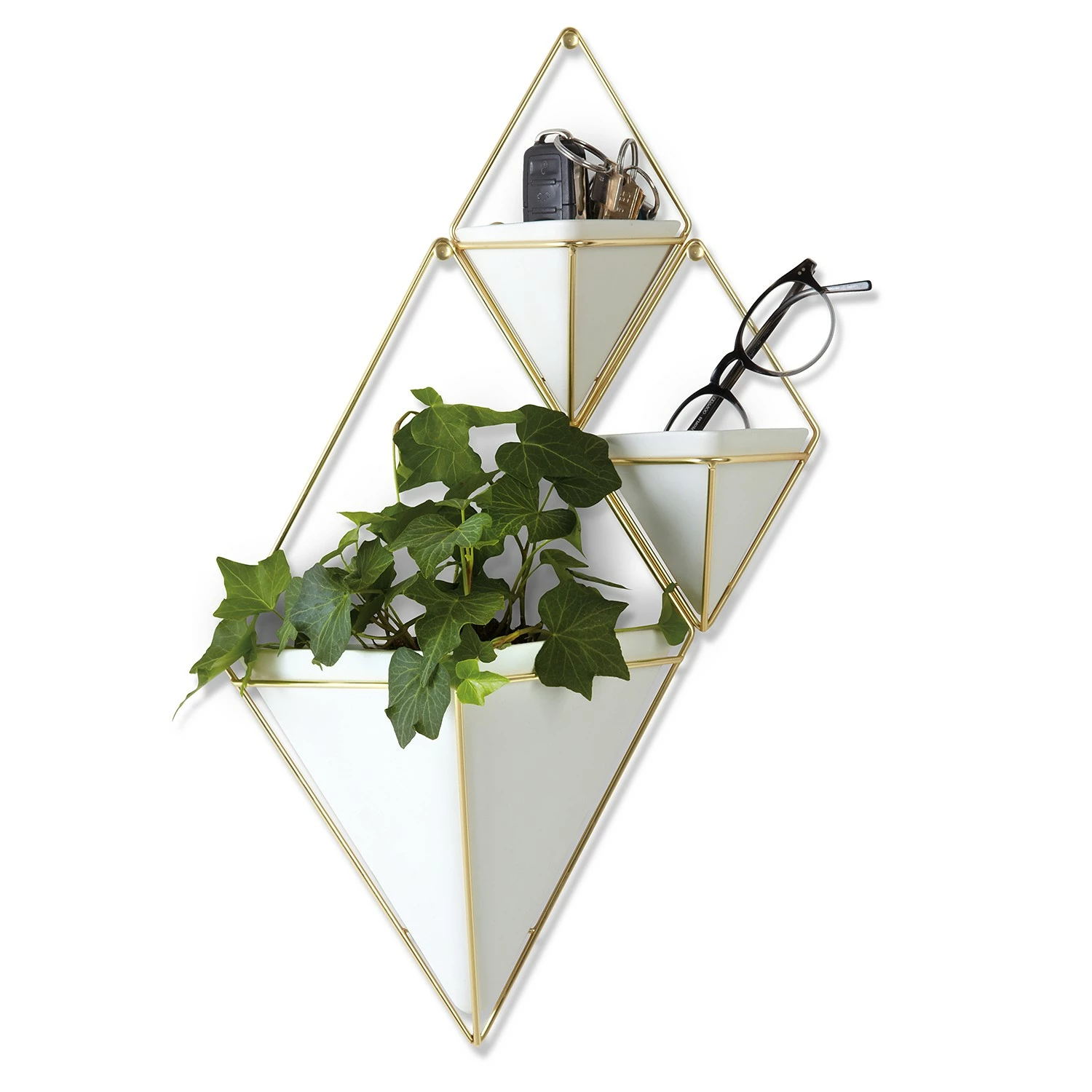 Umbra Wandvase Trigg - Weiß / Messing – Bild 4