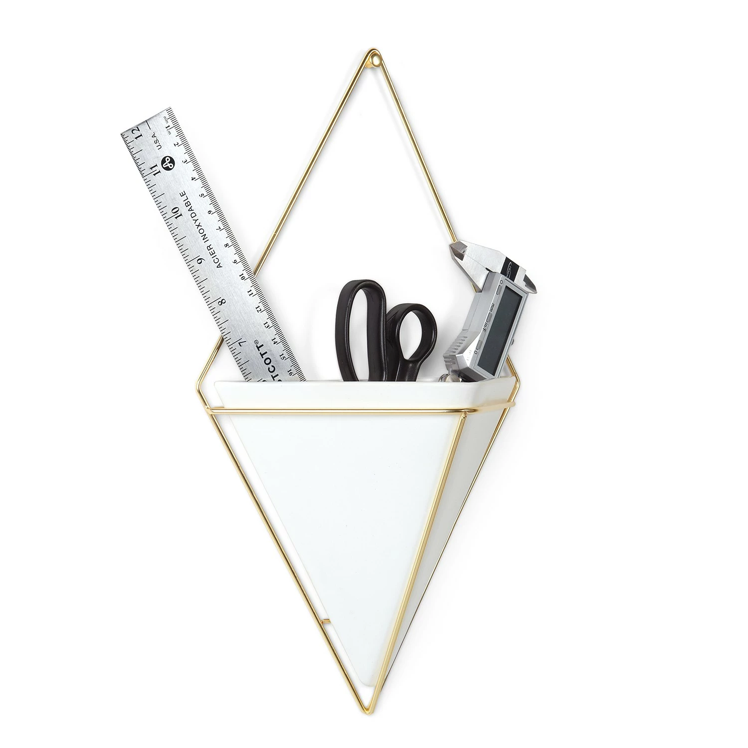 Umbra Wandvase Trigg - Weiß / Messing – Bild 5