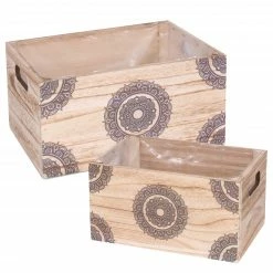 Flechtwaren Müller Pflanzenbox Rodes (2-teilig) - Kiefer massiv / Folie - Braun