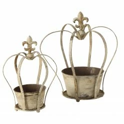 Boltze Pflanztopf Krone (2-teilig) - Eisen - Grau