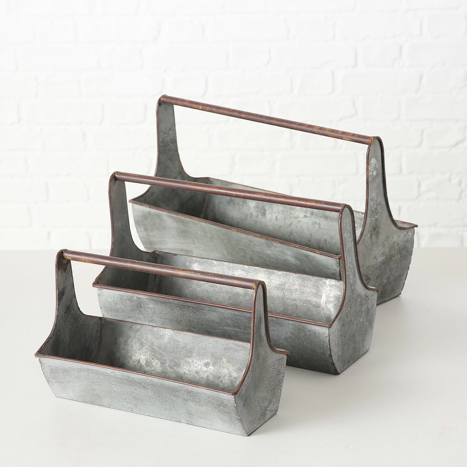 Boltze Pflanztopf Carlson I (3-teilig) - Zink - Grau – Bild 2