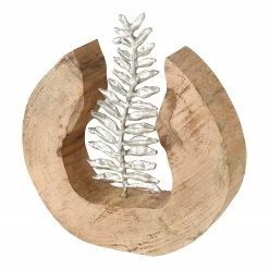 Boltze Dekofigur Blatt - Mangoholz - Natur