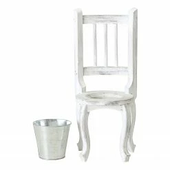 Boltze Pflanztopfhalter Hocker (2-teilig) - Blauglockenbaum - Weiß