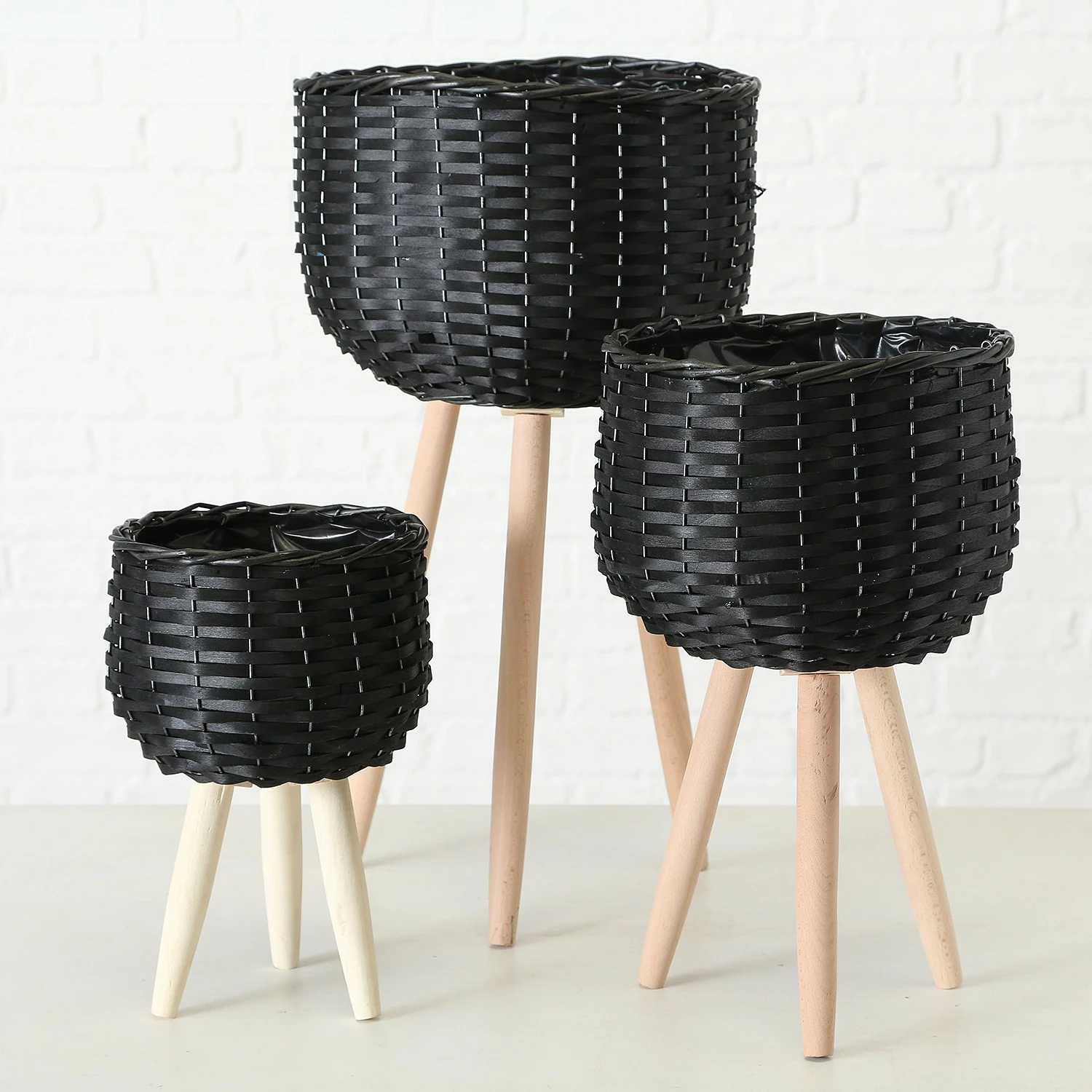 Boltze Pflanzkorb Rawan (3-teilig) - Weide - Schwarz – Bild 2