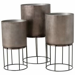 Boltze Pflanztopf Golia II (3-teilig) - Aluminium - Graphit