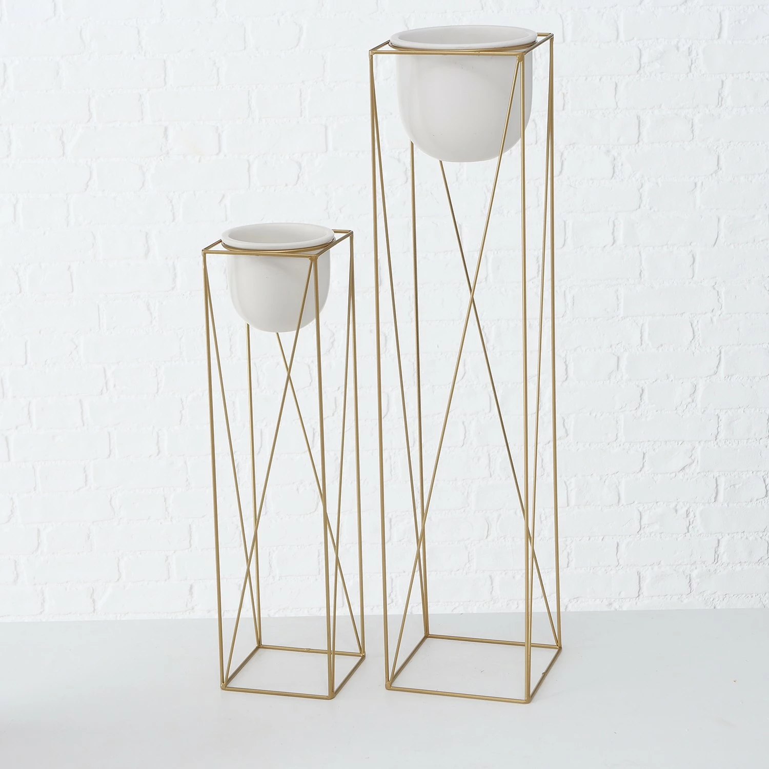 Boltze Pflanztopfhalter Kumbo (2-teilig) - Eisen - Weiß – Bild 2