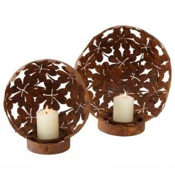 Boltze Windlicht Klee (2-teilig) - Eisen - Rostbraun