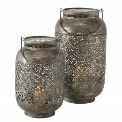 Boltze Windlicht Sligo (2-teilig) - Eisen - Grün