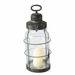 Boltze Windlicht Husum - Eisen - Schwarz - Höhe: 44 cm