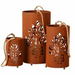 Boltze Windlicht Orana (3-teilig) - Eisen - Rostbraun