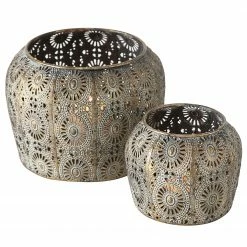 Boltze Windlicht Malino I (2-teilig) - Eisen - Gold