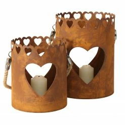 Boltze Windlicht Herz (2-teilig) - Eisen - Rostbraun