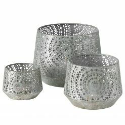 Boltze Windlicht Palos II (3-teilig) - Eisen - Antiksilber