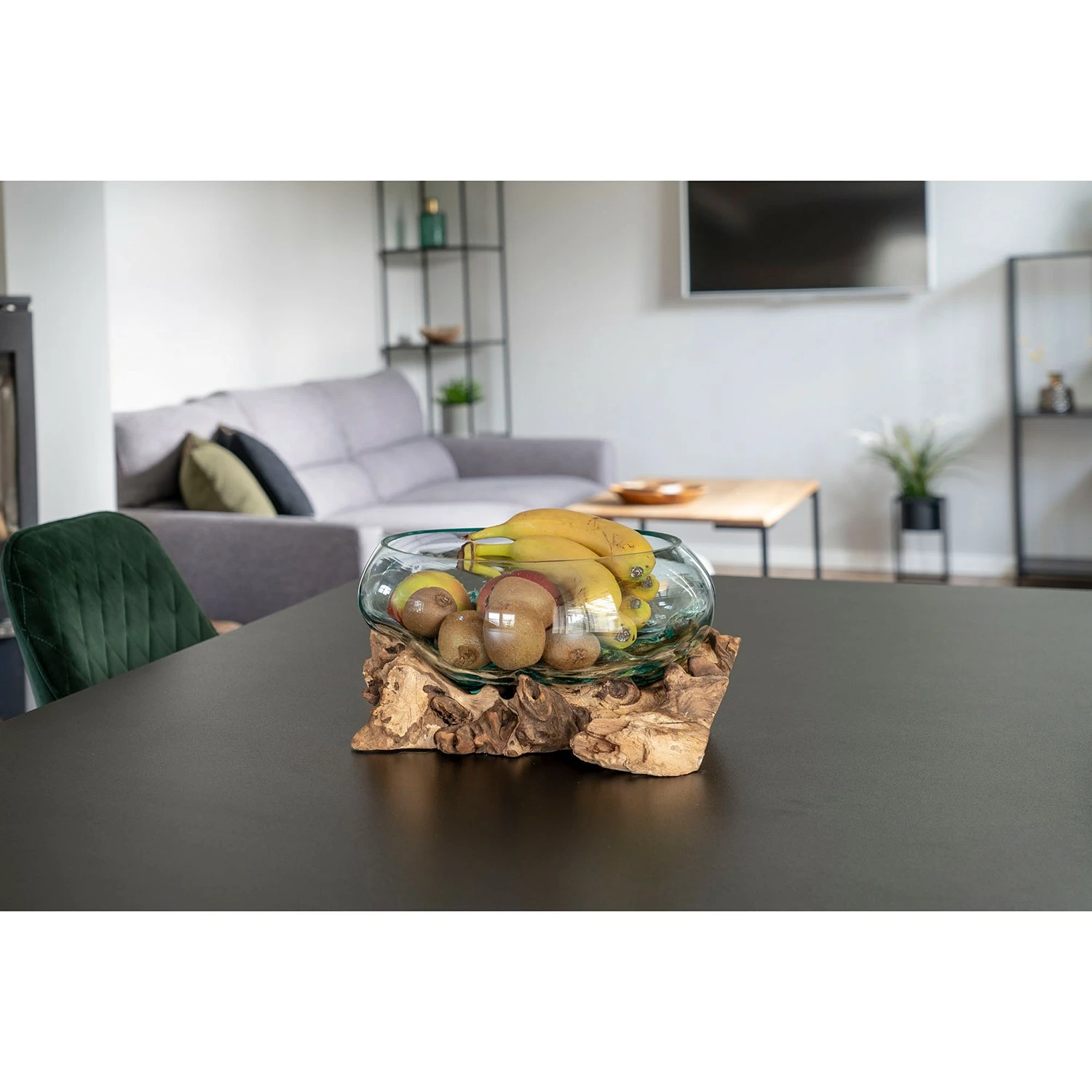 Twentyfour Dekoobjekt San Marino VI - Teakholz / Kristallglas - Braun – Bild 2