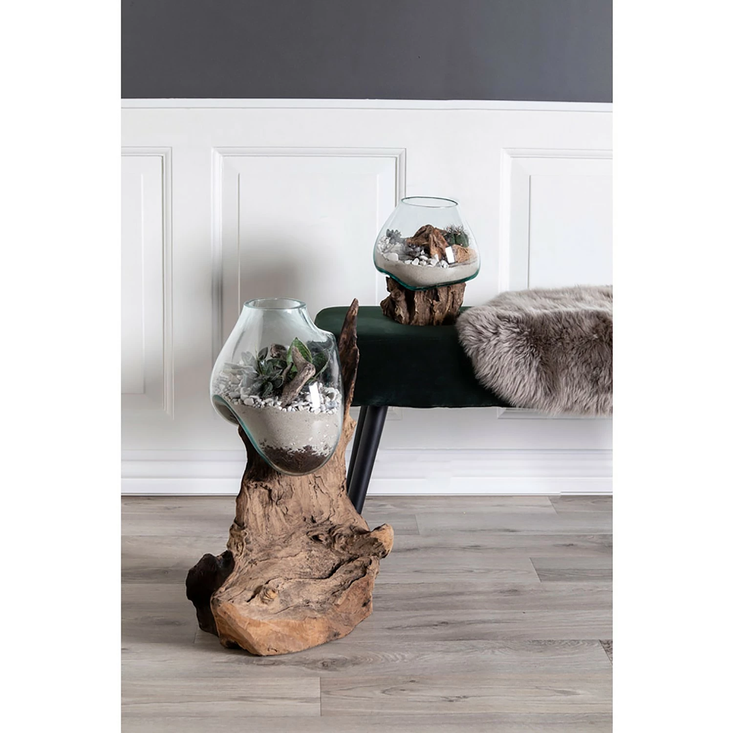 Twentyfour Dekoobjekt San Marino II - Teakholz / Kristallglas - Braun – Bild 2