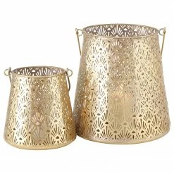 Boltze Windlicht Ember (2-teilig) - Eisen - Gold