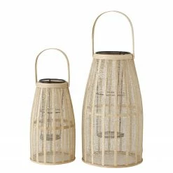 Boltze Windlicht Namur (2-teilig) - Rattan - Beige