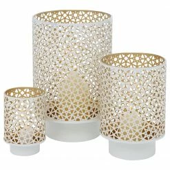 Boltze Windlicht Lyras (3-teilig) - Eisen - Weiß - Weiß