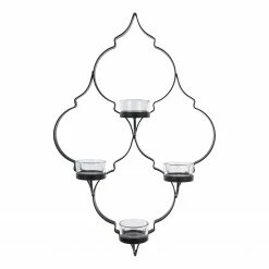 My Flair Wandkerzenhalter Aaron - Klarglas / Eisen - Schwarz