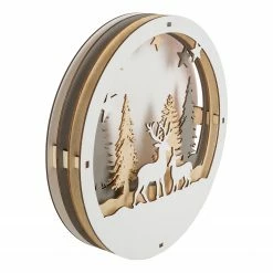 My Flair LED-Dekofigur Weihnachtsszene Winterwald - Kiefer - Natur