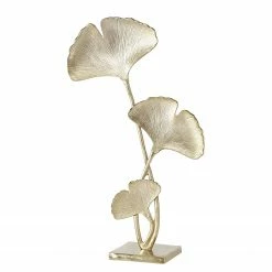 Boltze Dekoaufsteller Ginkgo - Aluminium - Gold