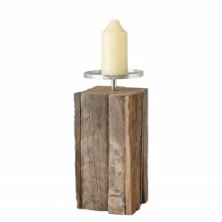 Boltze Kerzenleuchter Kirkhold I - Recyceltes Holz - Braun