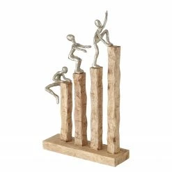 Boltze Dekoaufsteller Climbing - Aluminium / Mango - Beige